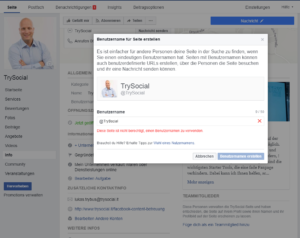 Facebook Fanpage Benutzernamen erstellen ohne Fans