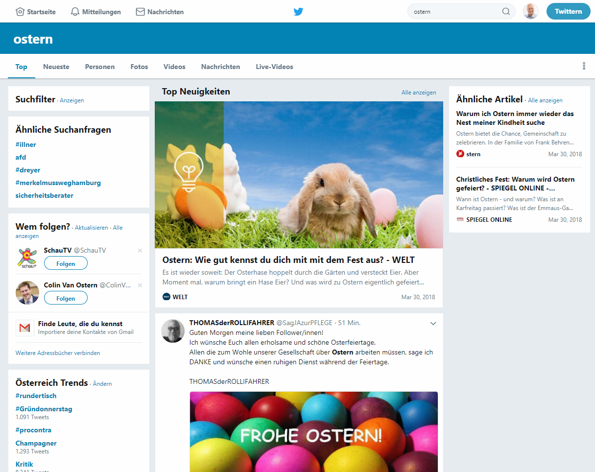 Twitter Suche Ostern Top Postings