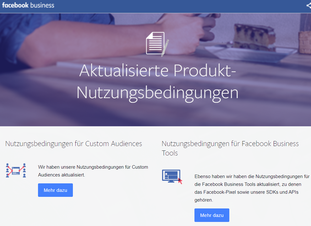 Facebook aktualisiert seine Nutzungsbedigungen für Facebook Business Tools